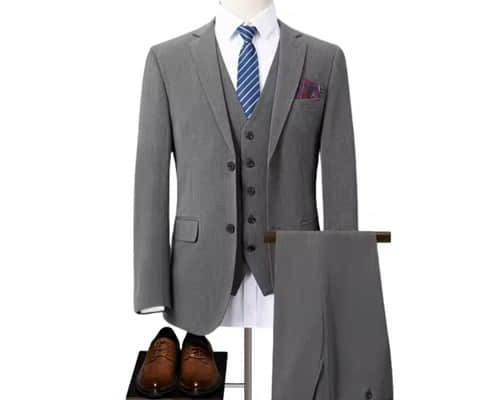 Gray Two-Button Suit Jacket