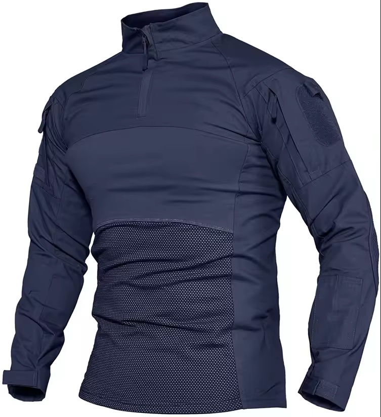 Mens' Hunting Shirts 1/4 Zip Long Sleeve Tactical Shirts Outdoor Hiking Shirts Casual Pullover Tops 