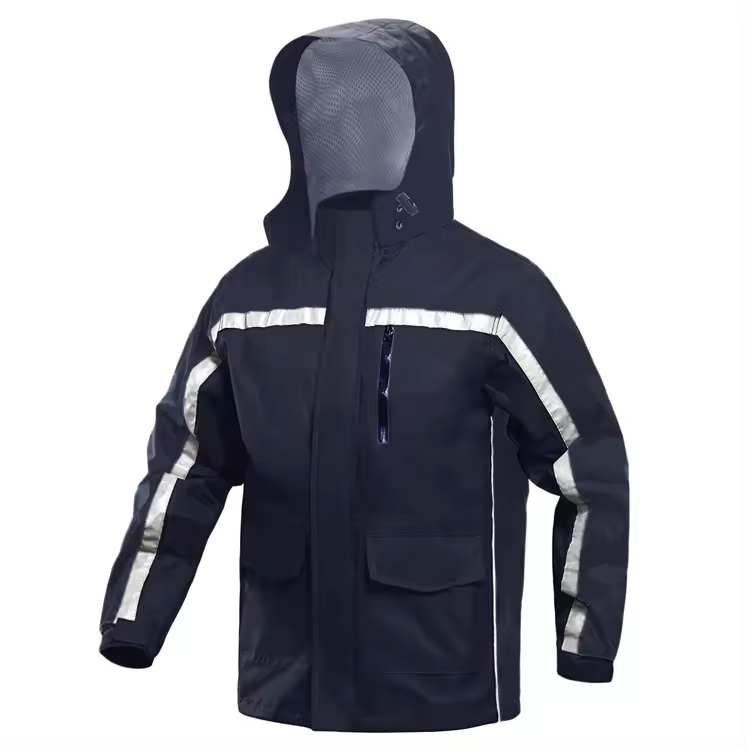 Reflective Safety Clothing Manufacturer Mens Rain Coat Jackets Waterproof With Hood, Outdoor Hiking 