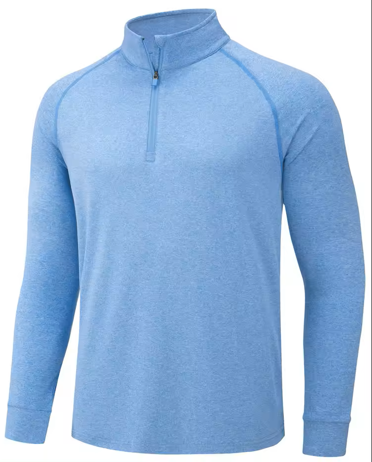 Custom LOGO UPF50+ Sun Protection 1/4 Zip Pullovers Mens Long Sleeve POLO Shirt High Quality Running