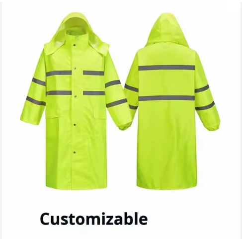Adults Outdoor Waterproof Oxford Cloth Raincoat Reflective Hooded Long Raincoat for travel and hikin