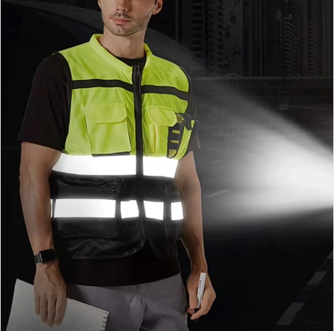 High visibility reflective safety vest custom logo reflective safety Traffic vest multi pocket work 