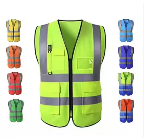 Hi Vis Custom Breathable Multi-pocket Safty Jackets Safety Vest with Reflective Strip for Constructi