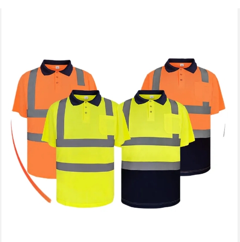 Custom Hi Viz Vis Night High Visibility outdoor Work Polo Shirt Reflective Safety Security T-Shirt C