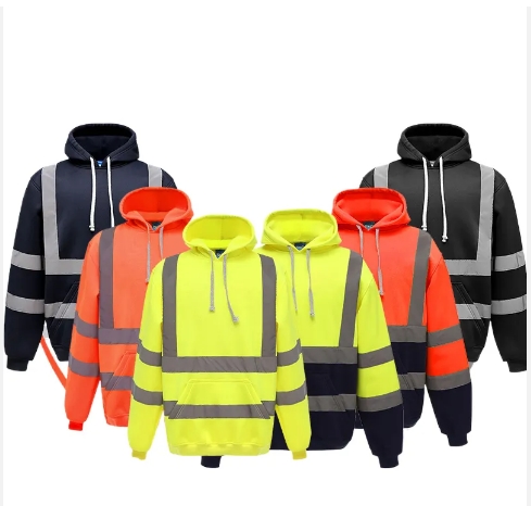 Custom Women Men's Reflective Hoodies Hi Vis Lightweight Sweatshirt High Visibility Outdoor construc