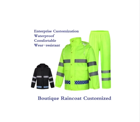 Wholesale Custom Safety Jackets Reflective Fluorescent Green Rainsuit Coat Printing Men Waterproof W