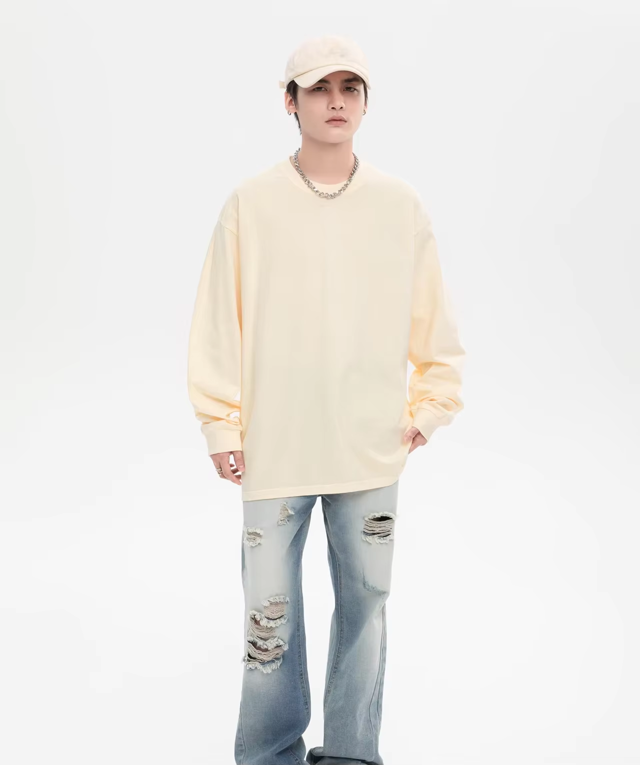 Fashion Custom Embroidered Oversized Sweatshirt Pullover 100%cotton High Quality  Long Sleeve Solid 